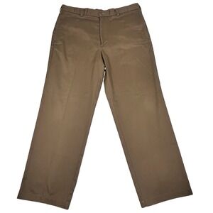 IZOD American Chino Men's 38x32 Brown Metrix Fit No Wrinkle 100% Cotton Trousers
